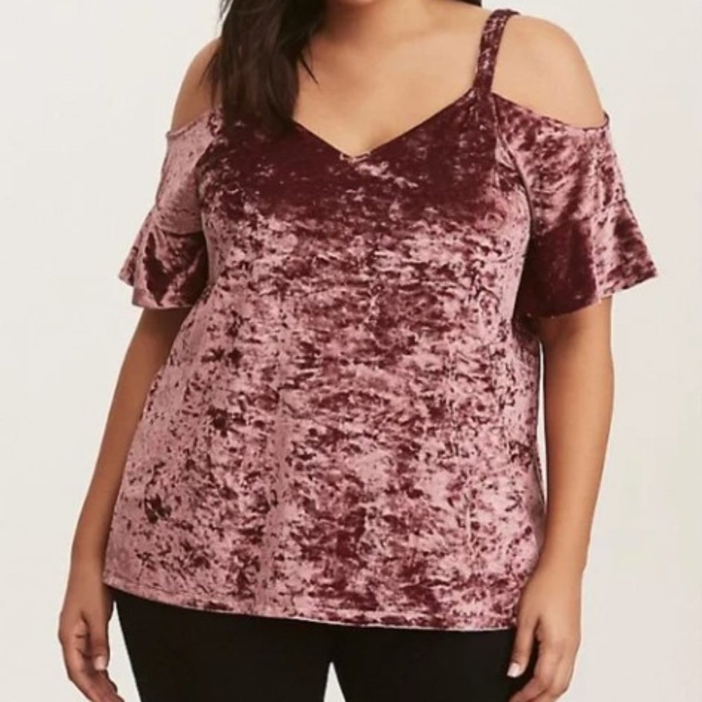 Plum Velvet Cold Shoulder Top size 4